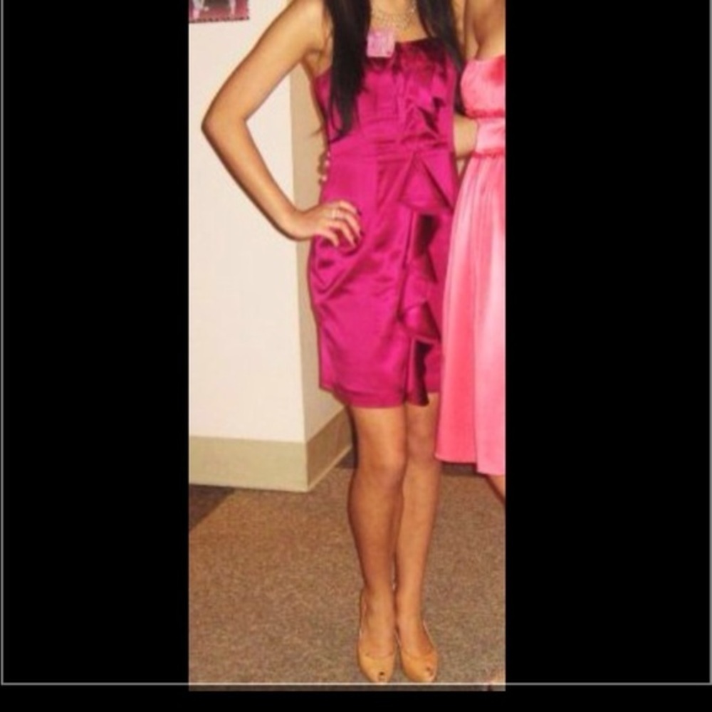 Express hot pink strapless dress